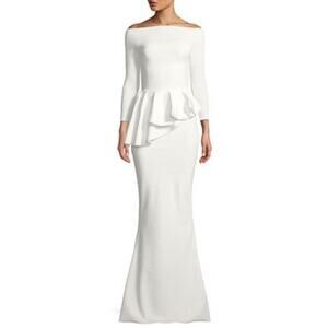 Chiara Boni La Petite Robe Ivory Nabelle Mermaid Jersey Peplum Gown small / 2